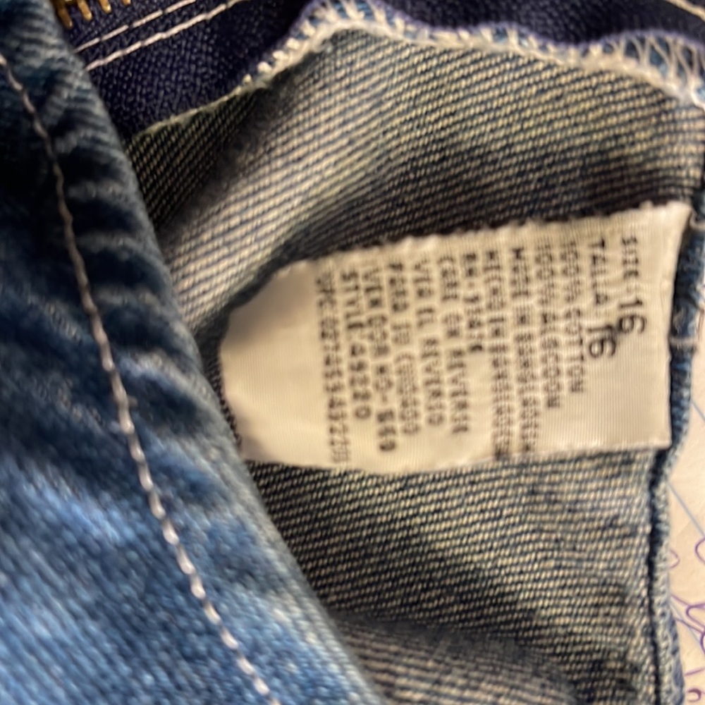 DENIM DRESS. S/M. BL/RD 11 - Picture 3 of 3